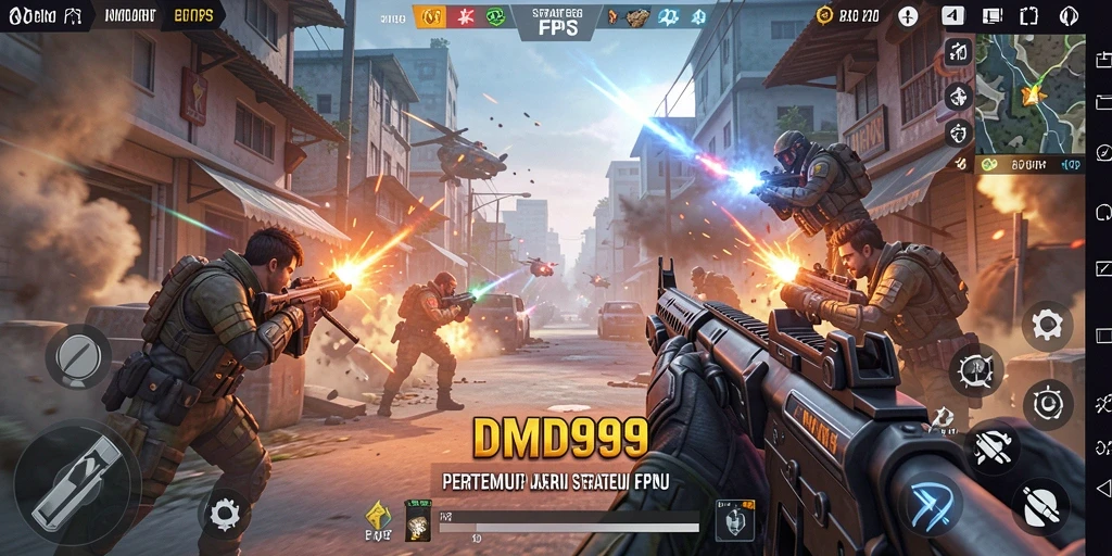 Screenshot DMD999 menampilkan aksi pertempuran seru dan strategis.