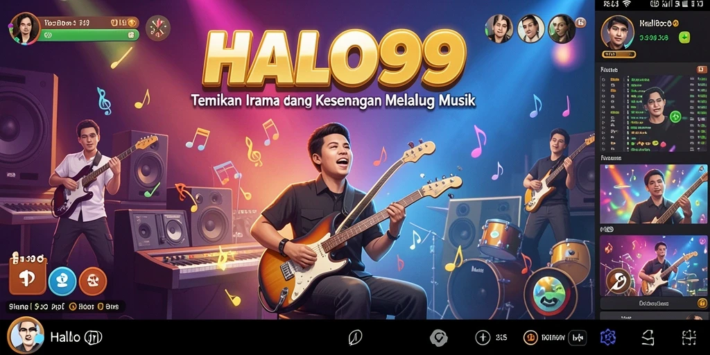 Tampilan gameplay menarik dengan berbagai pilihan lagu dan fitur interaktif.