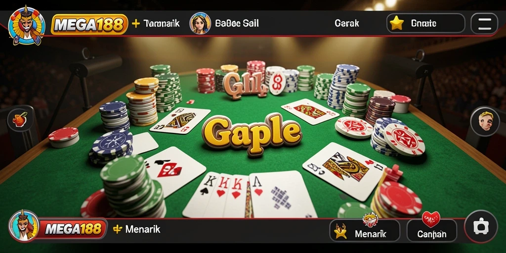 Screenshot gameplay MEGA188 menampilkan keseruan permainan Gaple.