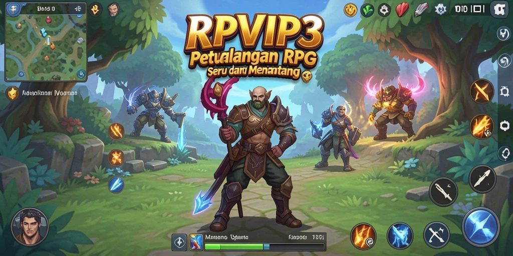 Screenshot gameplay RPVIP3 menampilkan aksi pertempuran seru dan karakter fantastis.