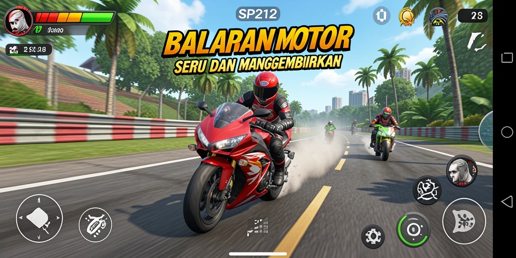 Tampilan menarik dari SP212 saat balapan motor di trek.